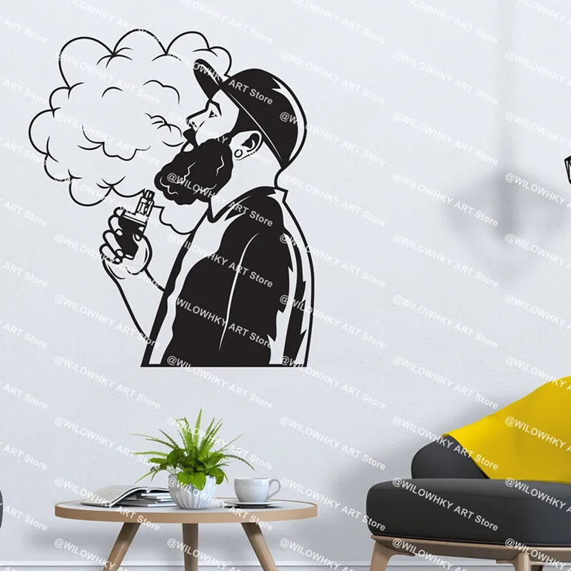 Electronic cigarette vinyl wall stickers Electronic cigarette sticker murals Tobacco shop wall and door window decoration