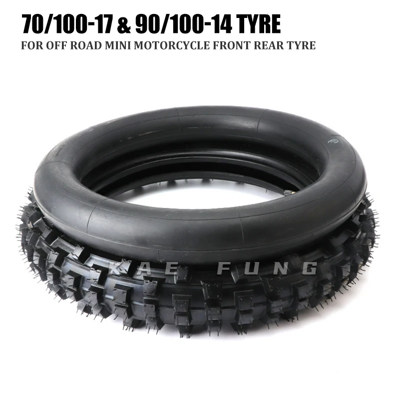 Off Road Tire 90/100-14 70/100-17 Inner And Outer Tires For Mud Pit Motorcycle    14/17 Inch Rear/Front Wheel