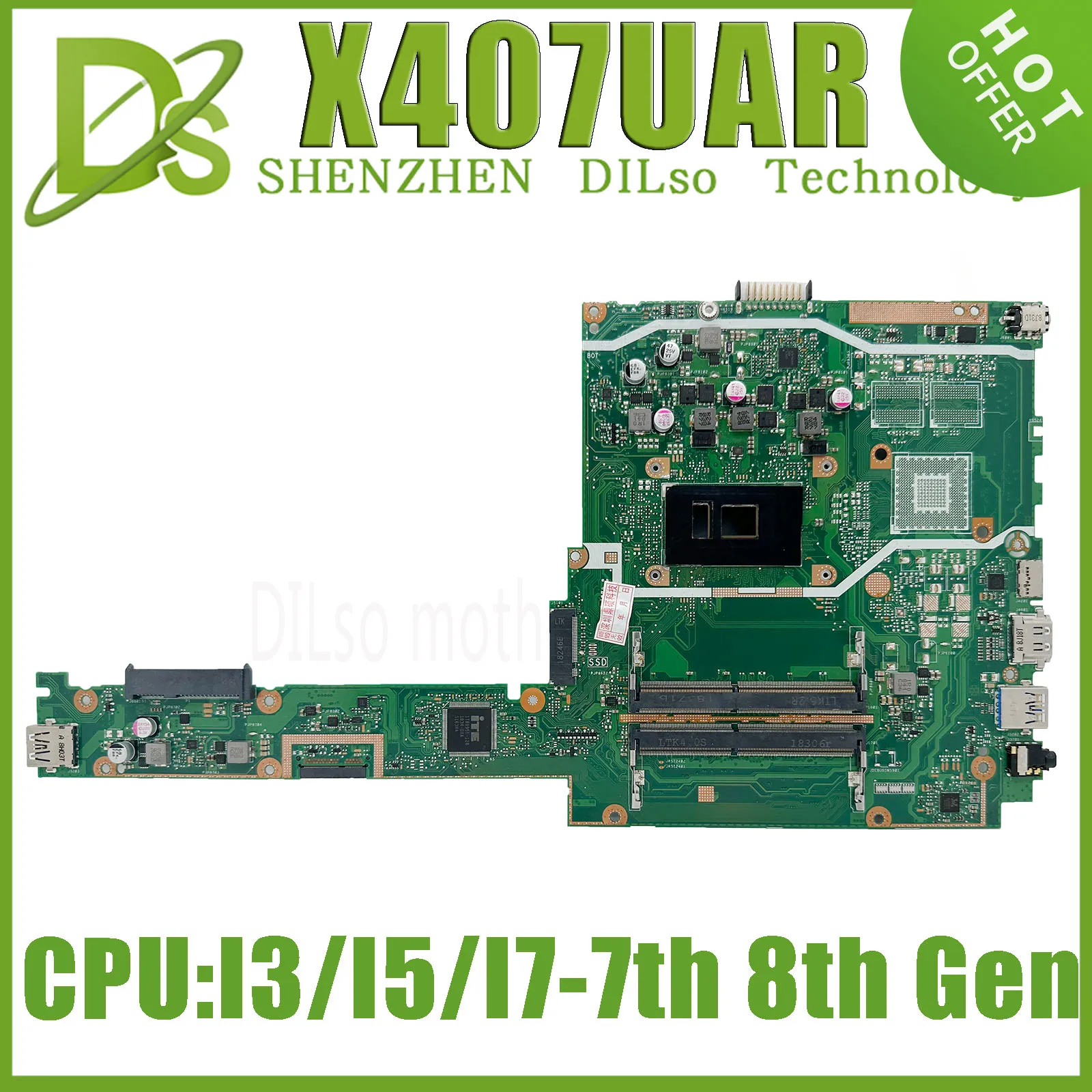 KEFU X407UB Mainboard FOR ASUS X407UAR X407UBR X407UA A407 Laptop Motherboard With I3- I5-I7-7th 8th Gen UMA PM 100%  Working