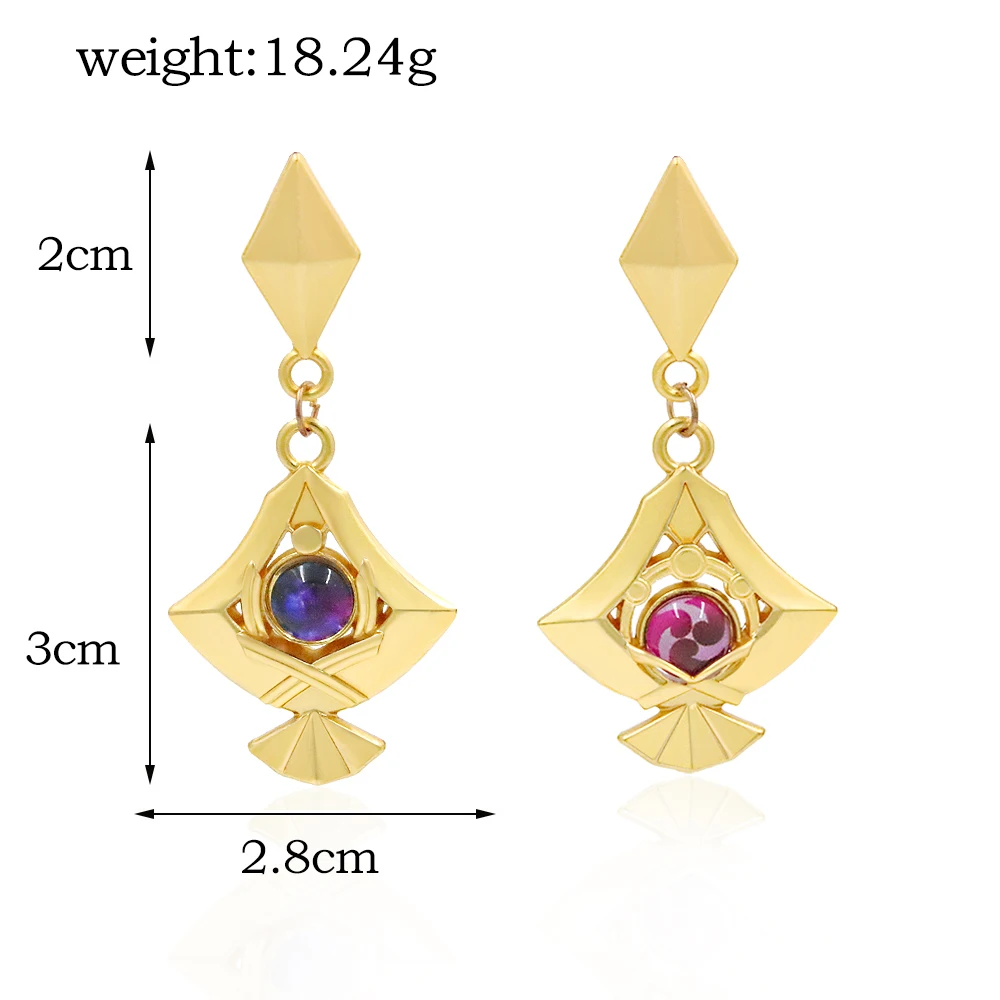 Genshin Impact Yae Miko Eye of God Ear Dangle Earrings Vision Cosplay Diluc Xiao Earring Jewelry Women For Fans Accessory Gift