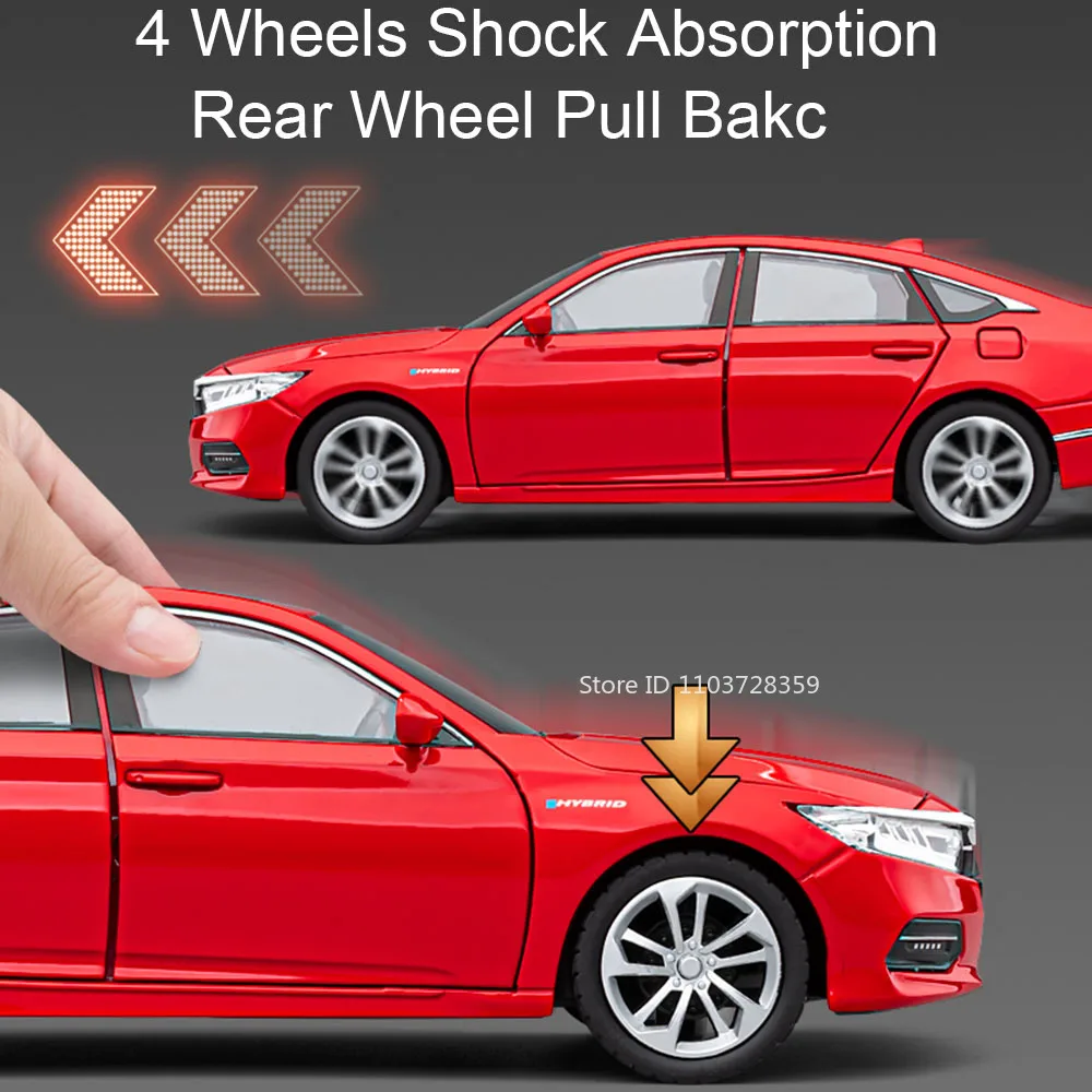 1:24 هوندا أكورد نموذج سيارة اللعب سبيكة دييكاست الصوت ضوء الأبواب مفتوحة التراجع امتصاص الصدمات لعبة سيارة هدايا للطفل