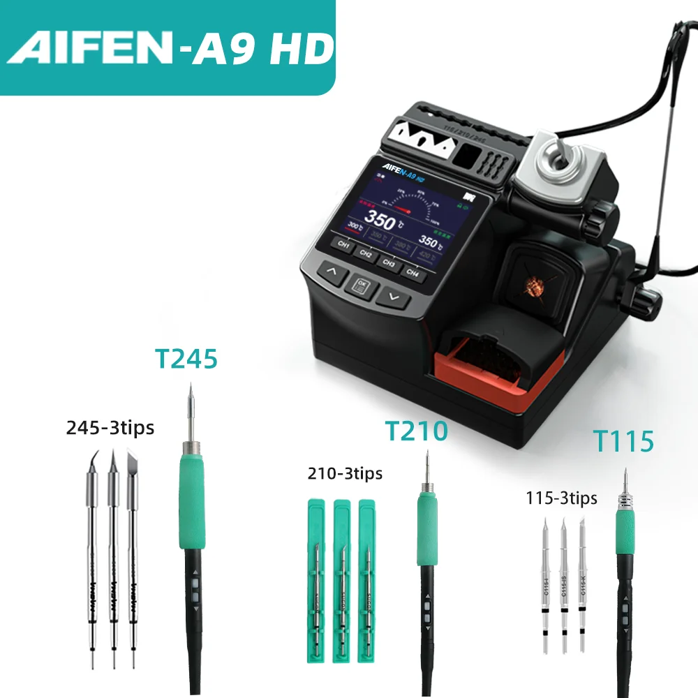 AIFEN A9HD 180W Power Soldeerboutstation Ideaal voor elektronisch lassen met C210 C245 Soldeerbouthandvat soldeerstation