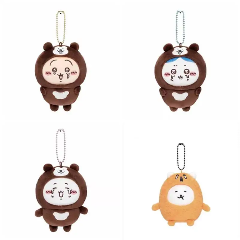 

10cm Cute Cartoon Kawaii Brown Bear Set Chiikawa Hachiware Usagi Momonga Cry Plush Doll Keychain Bag Pendant Toy Gift