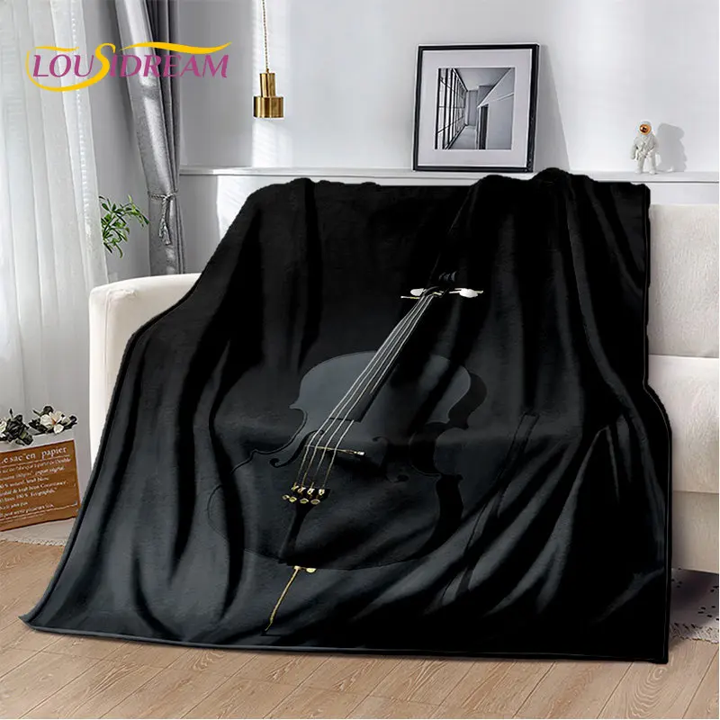 Manta de felpa suave con música de instrumento de violín clásico, manta de franela para sala de estar, dormitorio, cama, sofá, cubierta de Picnic