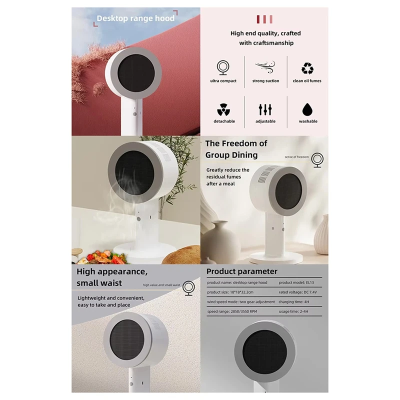 The Newcompact Desktop Range Hood With 2-Speed Exhaust Fan, Mini Cooker Hood With Removable Aluminum Filter For Small Kitchens