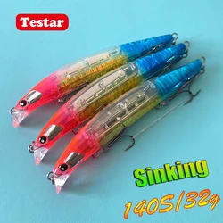 Testar Sinking Minnow Bait 140mm 32g Flash Spin Long Casting Artificial Wobblers Stickbait for Pike Tuna Fishing Lure Pesca