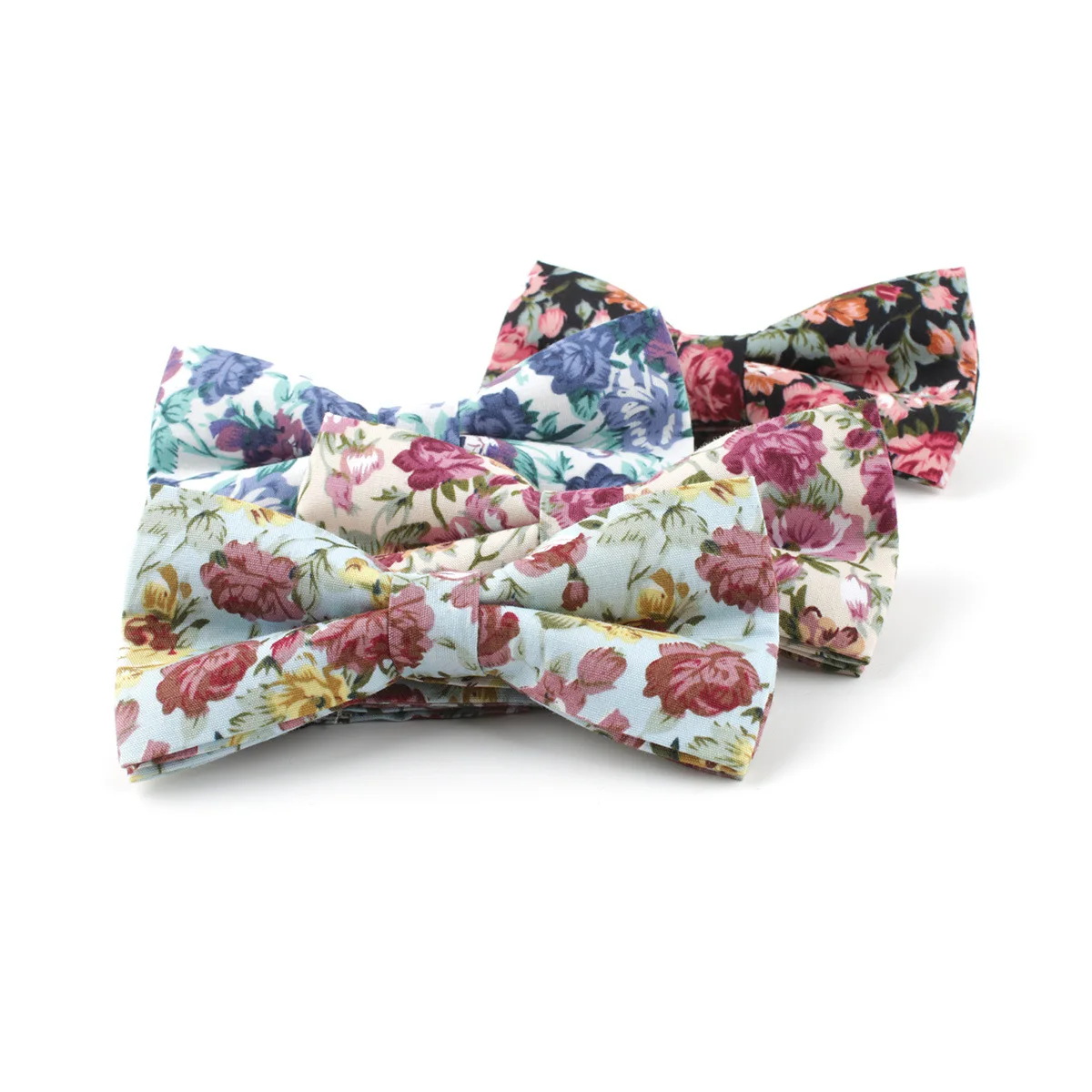 Men Cotton Floral Print Bow Tie Vintage Flower Pattern Neck Bow Casual Suit Accessory for Wedding Party Daily Wear