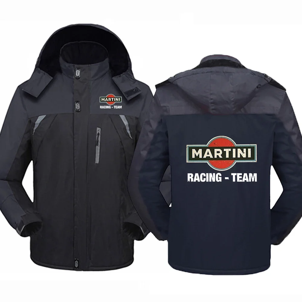 2024 Autunno Inverno uomo Martini Racing Logo stampato popolare splicing fodera in cotone antivento caldo addensato zip giacca a vento cappotto