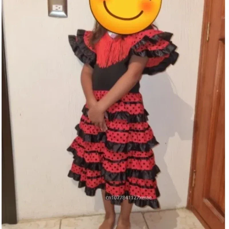 Spanisches Flamenco-Tanzkleid mit Rüschen für Mädchen, Kinder, Festival, Party, Bühnenauftritt, Ballkleid für Reisen – Detail 3
