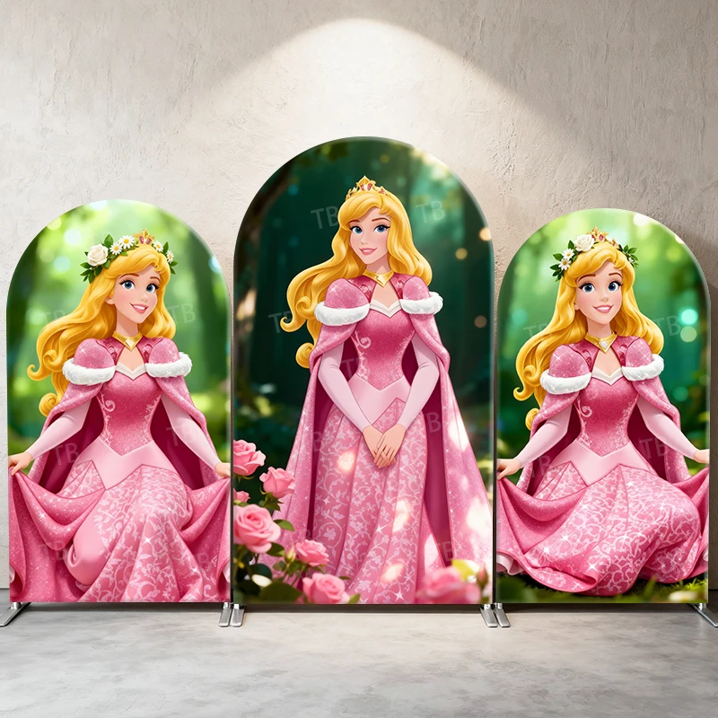 

Sleeping Beauty Aurora Arch Backdrop Cover Disney Princess Enchanted Garden Theme Party Decoration & Photography Background Wall