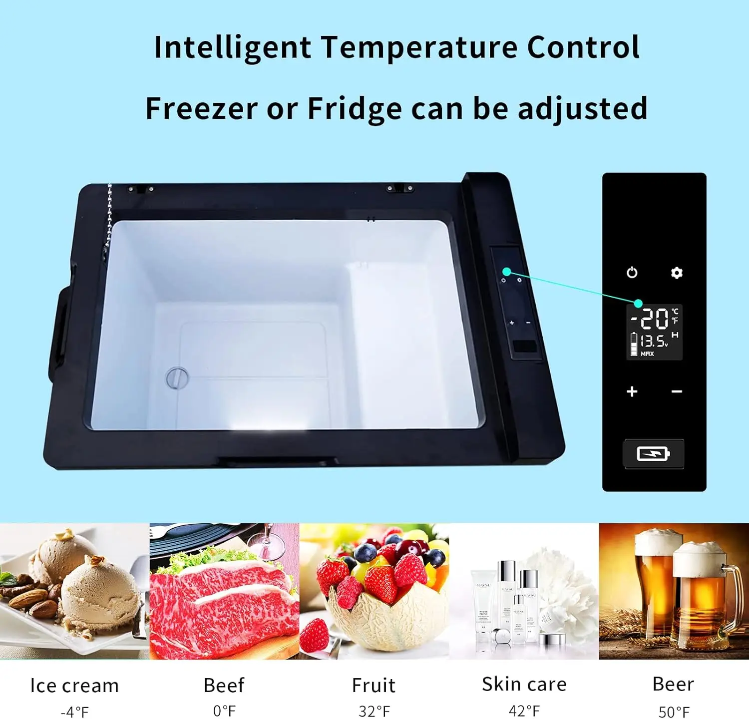 Portable Refrigerator, 12 Volt Car Freezer, 42 Quart(40 Liter) Fast Cooling 12V Fridge Cooler for RV, Truck