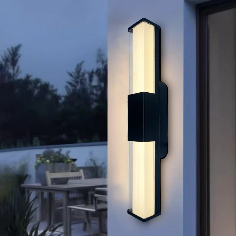

Led Outdoor Waterproof Long Strip Wall Lamp Simple Courtyard Gate Corridor Balcony Aisle Villa Three-sided Luminous Wall Lamp