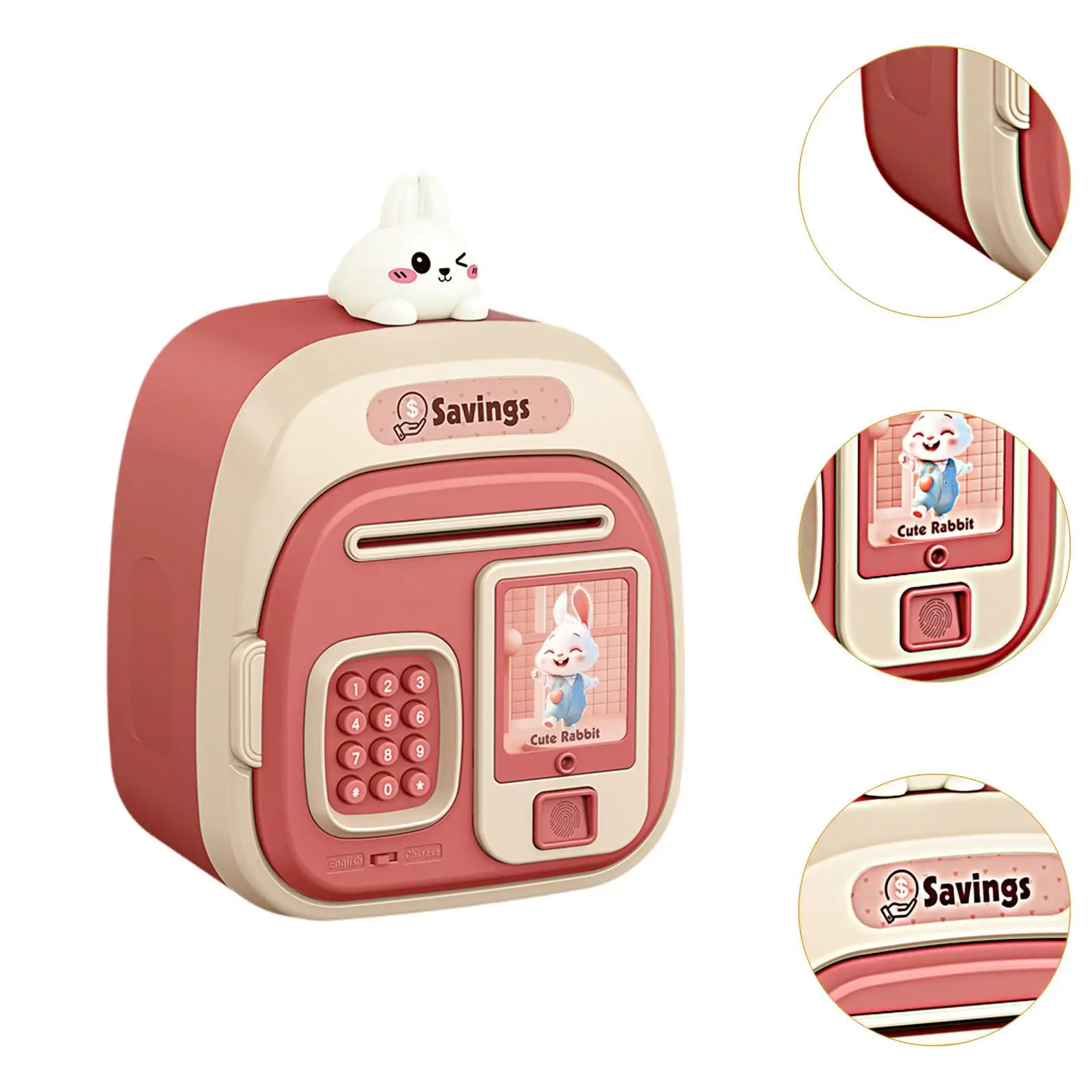 Kids Piggy Bank Tabletop Decoration Money Security Box Auto Scroll Money Password Lock Money Box for Children Kids Age 3-8 Years