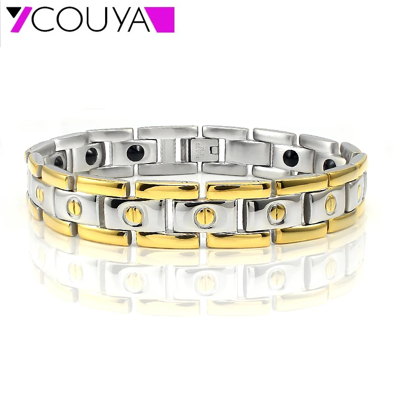 Stainless Steel Magnetic Bracelet Health Slimming Four in One Negative Ion Energy Bracelet Magnets Couple Wristband Jewelry Gift
