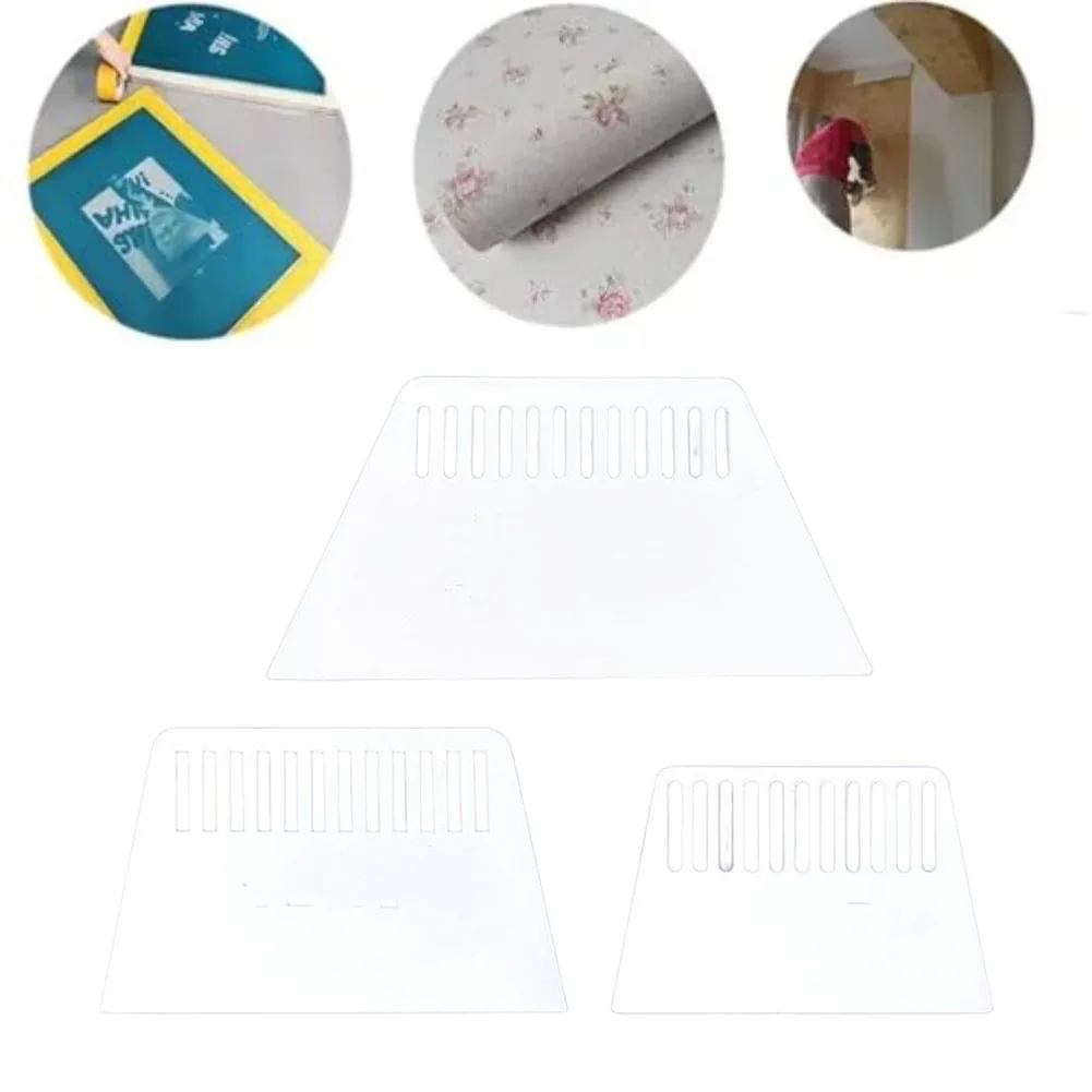 مجموعة مكشطة بلاستيكية PP مكونة من 3 قطع بتصميم شبه منحرف لتنعيم غراء ورق الحائط والمعجون والمواد الزخرفية