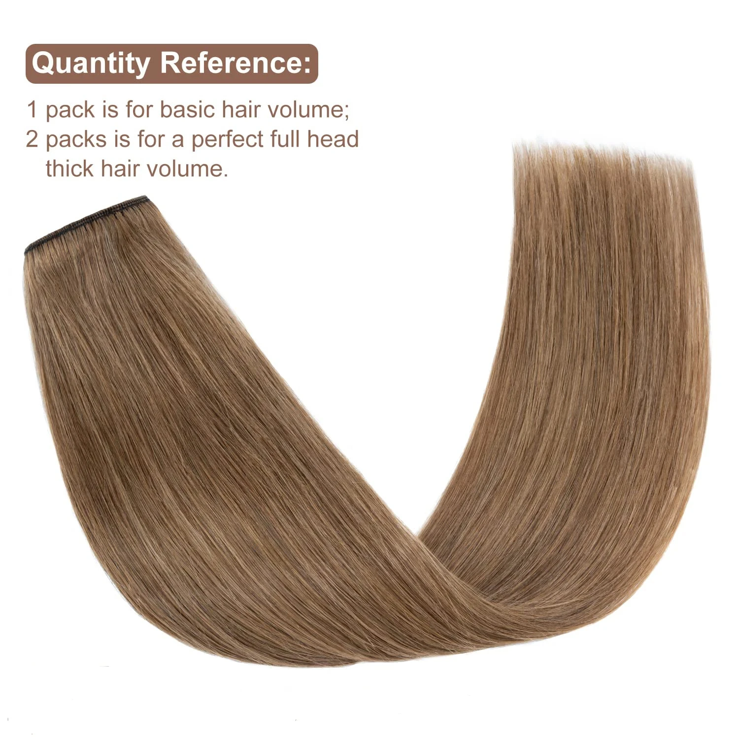 Clip em extensões de cabelo, em linha reta Natural do cabelo humano, Clip Ins, Remy Hair, cabeça cheia, castanho, 120g, 8 PCs/Set