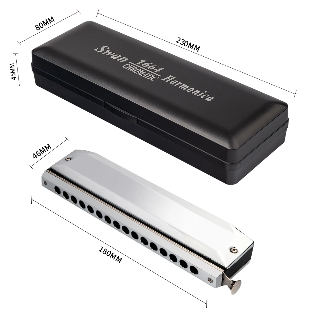 SWAN Chromatic Harmonica Key of C 16 Holes 64 Tones Professional Mouth Organ Chromatic Harmonica For Professionals And Students