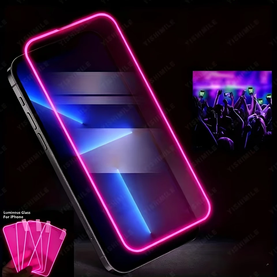 NNBILI 3 Paquetes Rosa Brillante en la Oscuridad Protector de Pantalla HD para iPhone 17 16 15 14 13 12 11 Pro Max 17e 16e Esencial para Noctámbulos 2