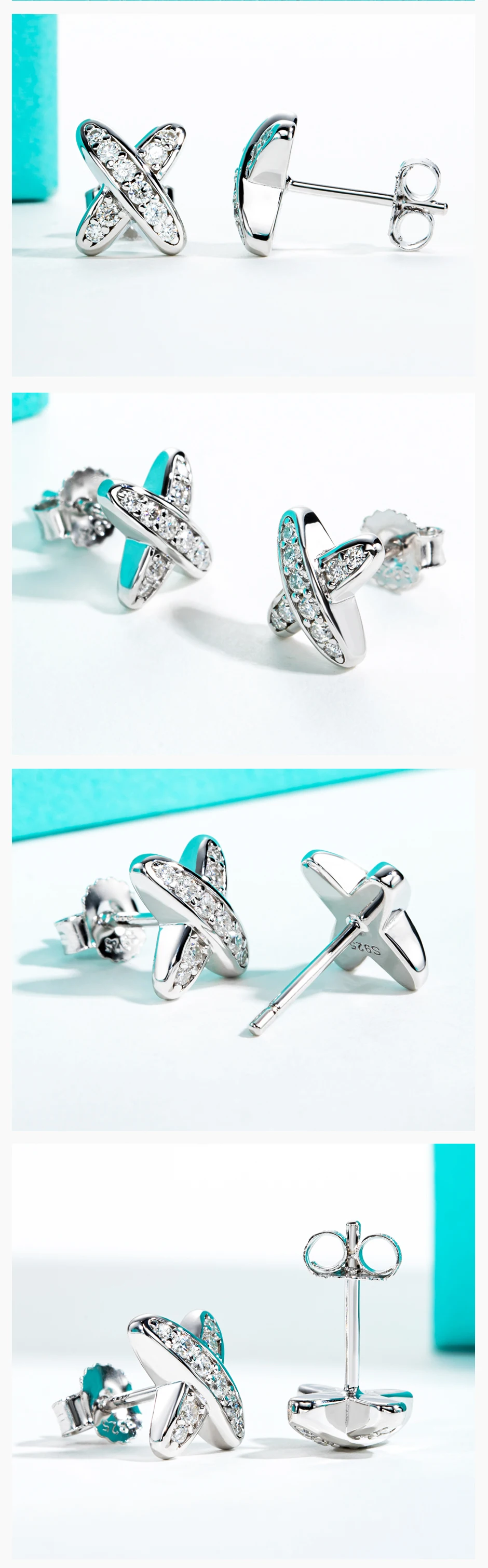 AnuJewel Moissanit-Diamant-Ohrringe 925 Sterling Silber D-Farbe VVS1 Moissanit Klassische Kreuz-Ohrstecker für Damen Schmuck – Detail 2