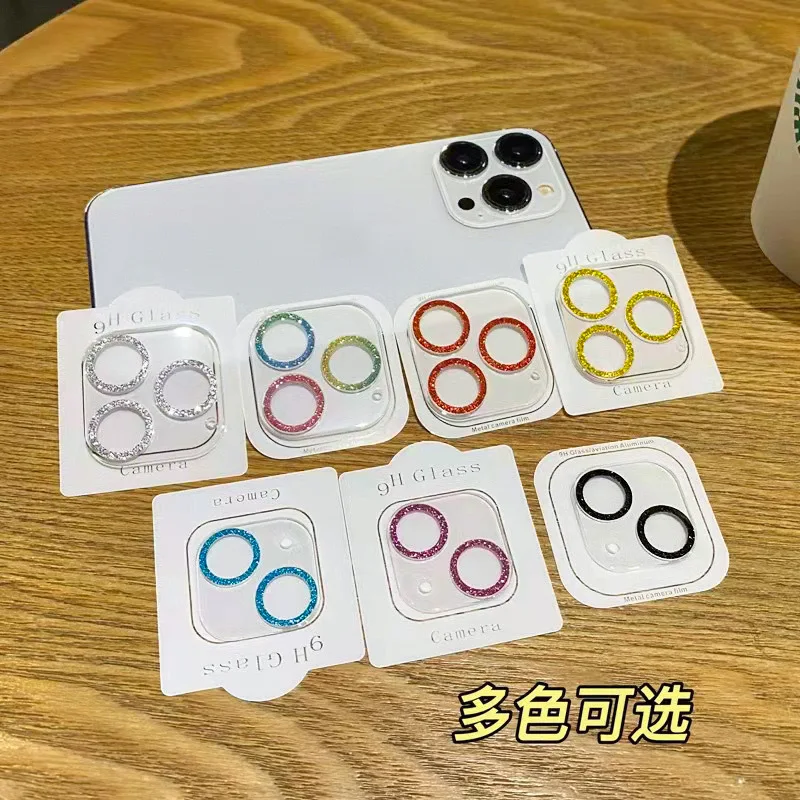 Adecuado para Apple 17 Promax Starry Glitter Powder película de lente integrada iPhone 16 Glitter Diamond transparente 14 Hawkeye 15