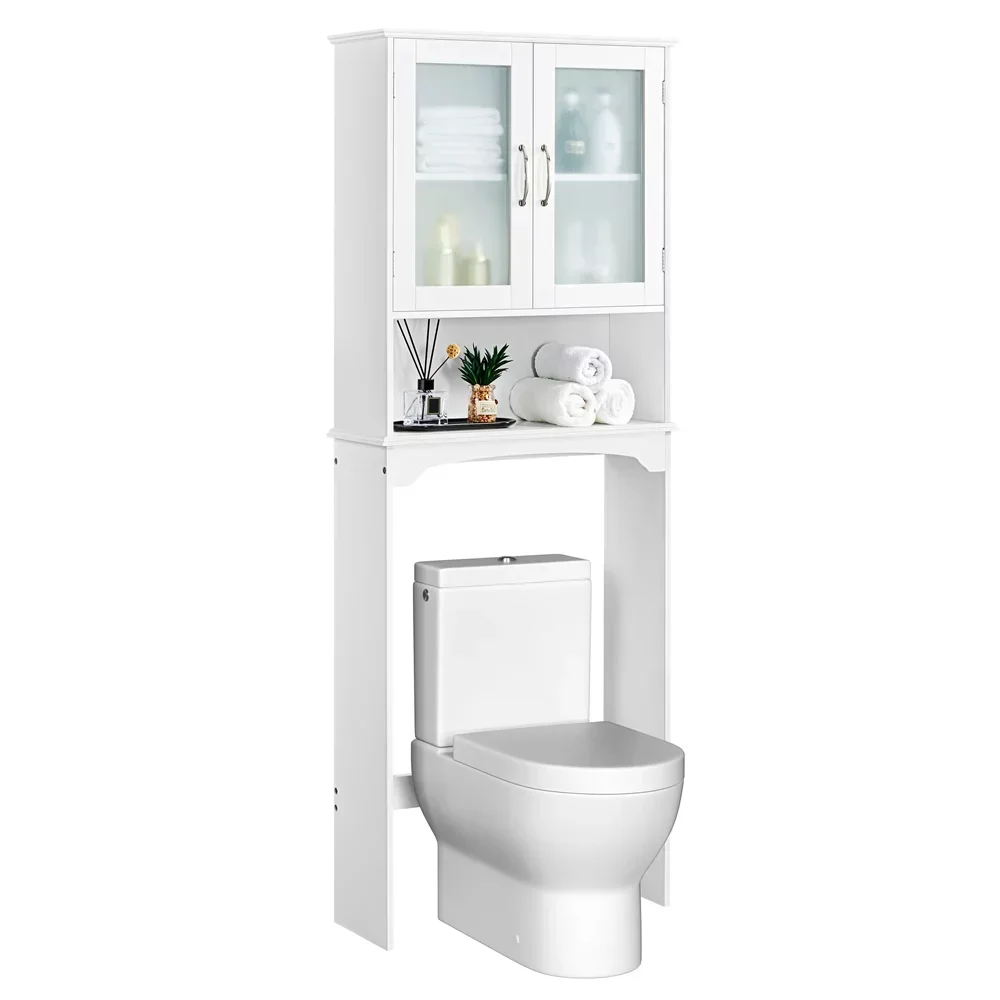 

Wooden Over the Toilet Storage Cabinet 3-Shelf for Bathroom, White