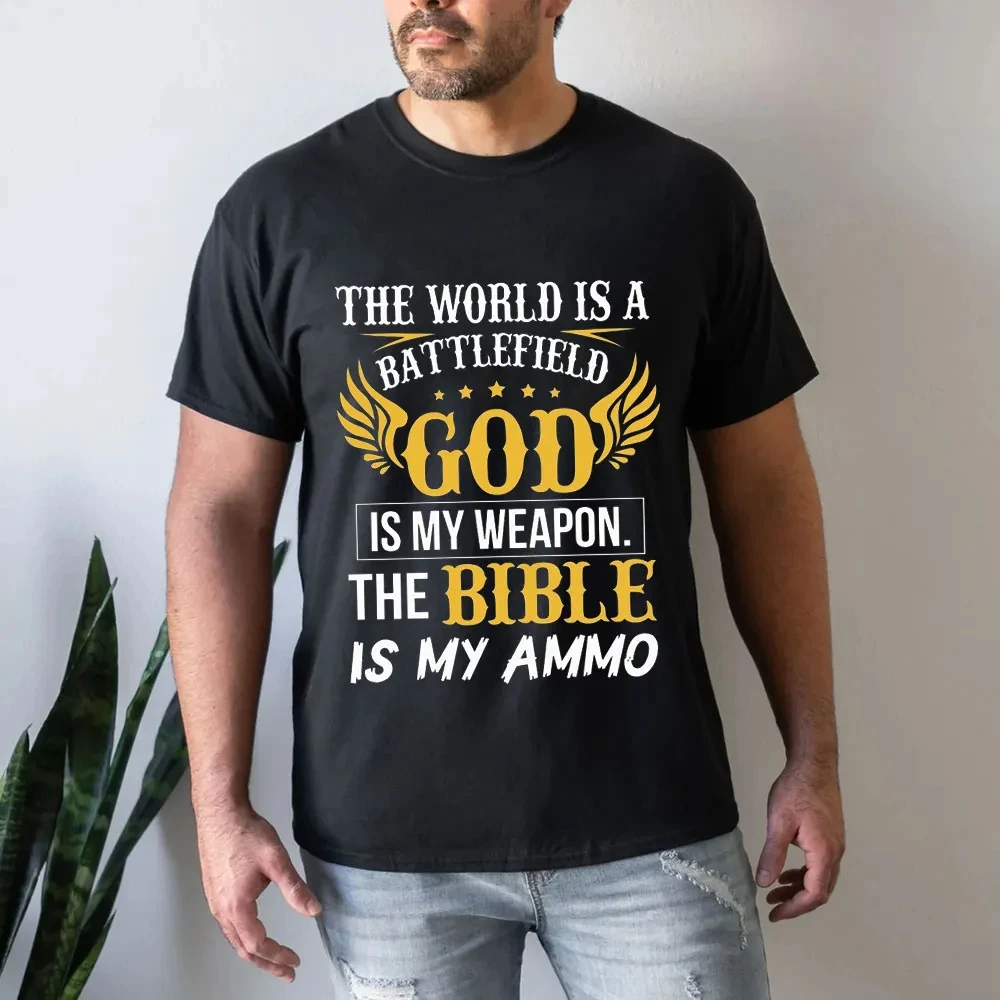 

Футболка The World Is A Battlefield God для мужчин и женщин, хлопковые футболки с короткими рукавами, роскошная брендовая рубашка, топы большого размера, летняя мужская одежда