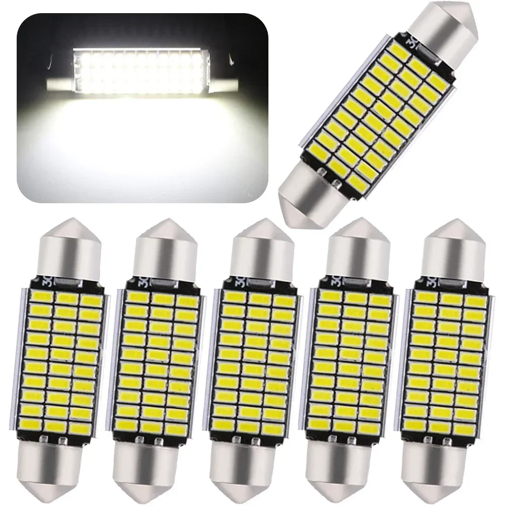 1-6PCS C5W LED Bulbs Canbus Festoon 31/36/39/41mm LED For Car Interior Dome Trunk License Plate Lights 12V 300LM 6500K White