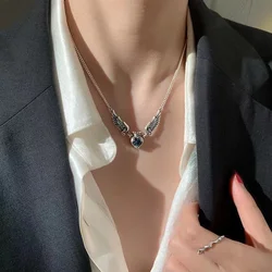Creative Design Crown Angel Wings Pendant Heart Necklaces for Men Charm Zircon Crystal Chain Choker Women Jewelry Accessories