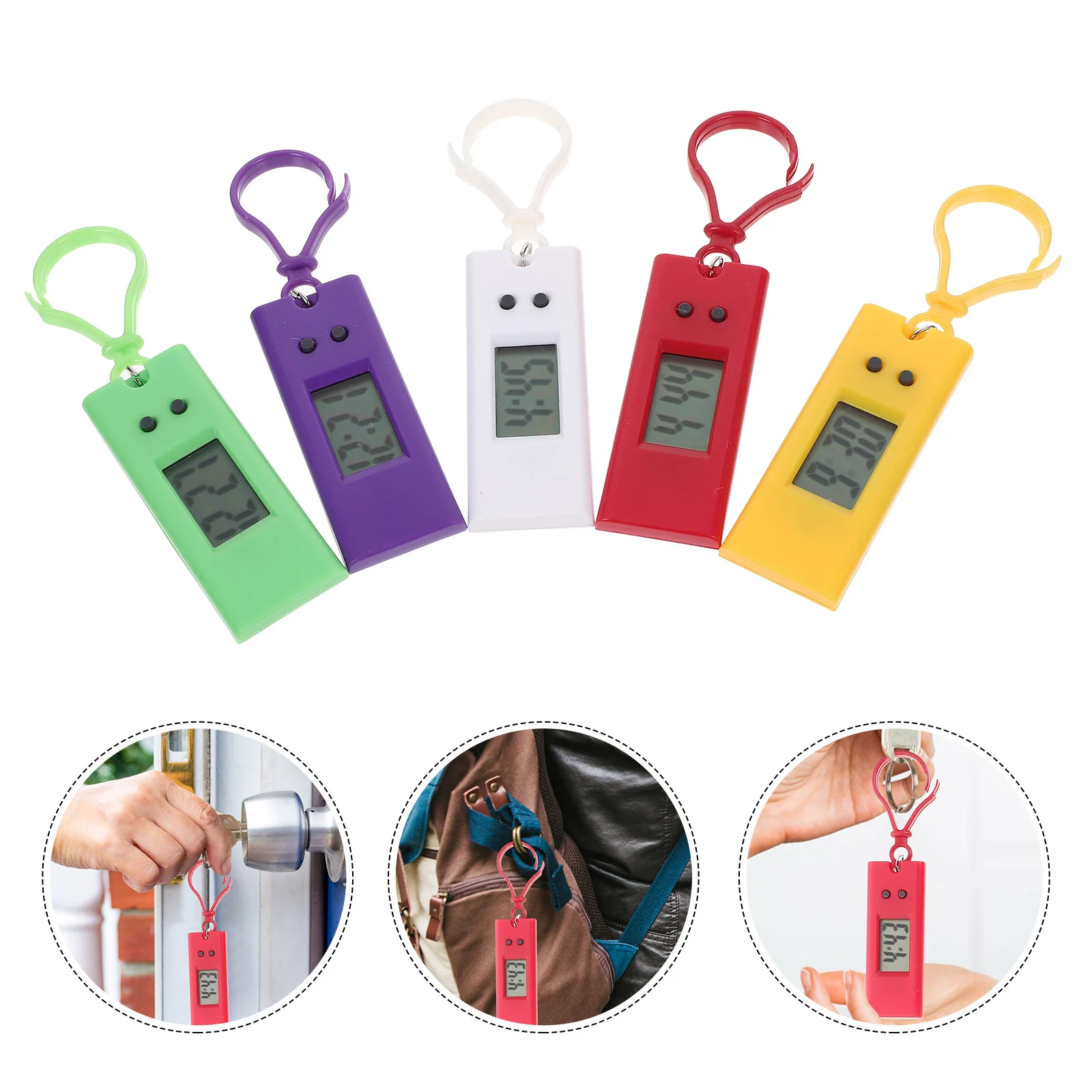 5 Pcs Pocket and Chain Watches Mechanic Mini Alarm Clock Carabiner Clip Digital Simple Clip-on Girl Student Mechanical