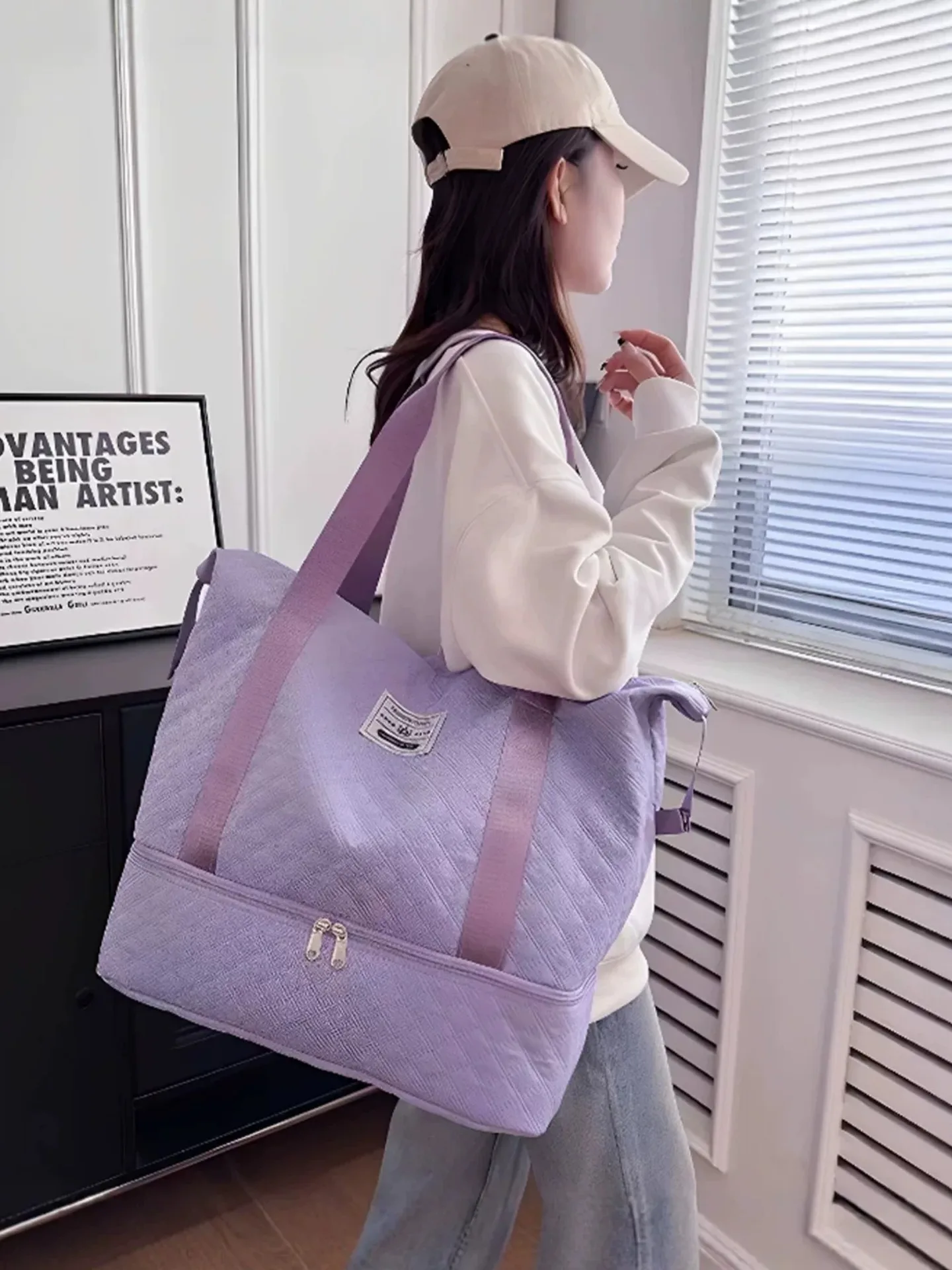 bhj-borsa-da-viaggio-di-grande-capacita-per-donne-borsa-fitness-con-scomparto-per-scarpe-bagaglio-a-mano-per-brevi-viaggi-separazione-per-oggetti-asciutti-e-bagnati