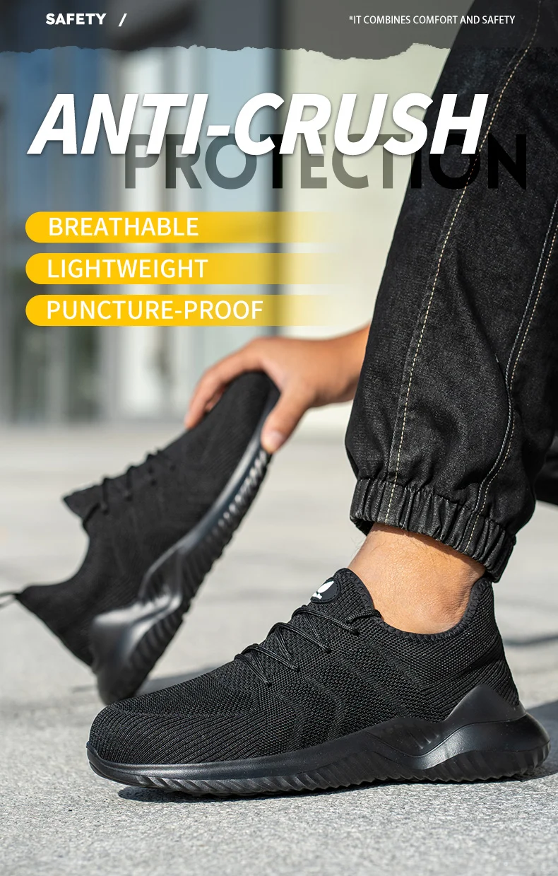 Leichte, atmungsaktive Sicherheitsschuhe für Herren mit Stahlkappe, durchtrittsicher und rutschfest, Schutzschuhe, Sicherheitsschuhe. – Detail 2