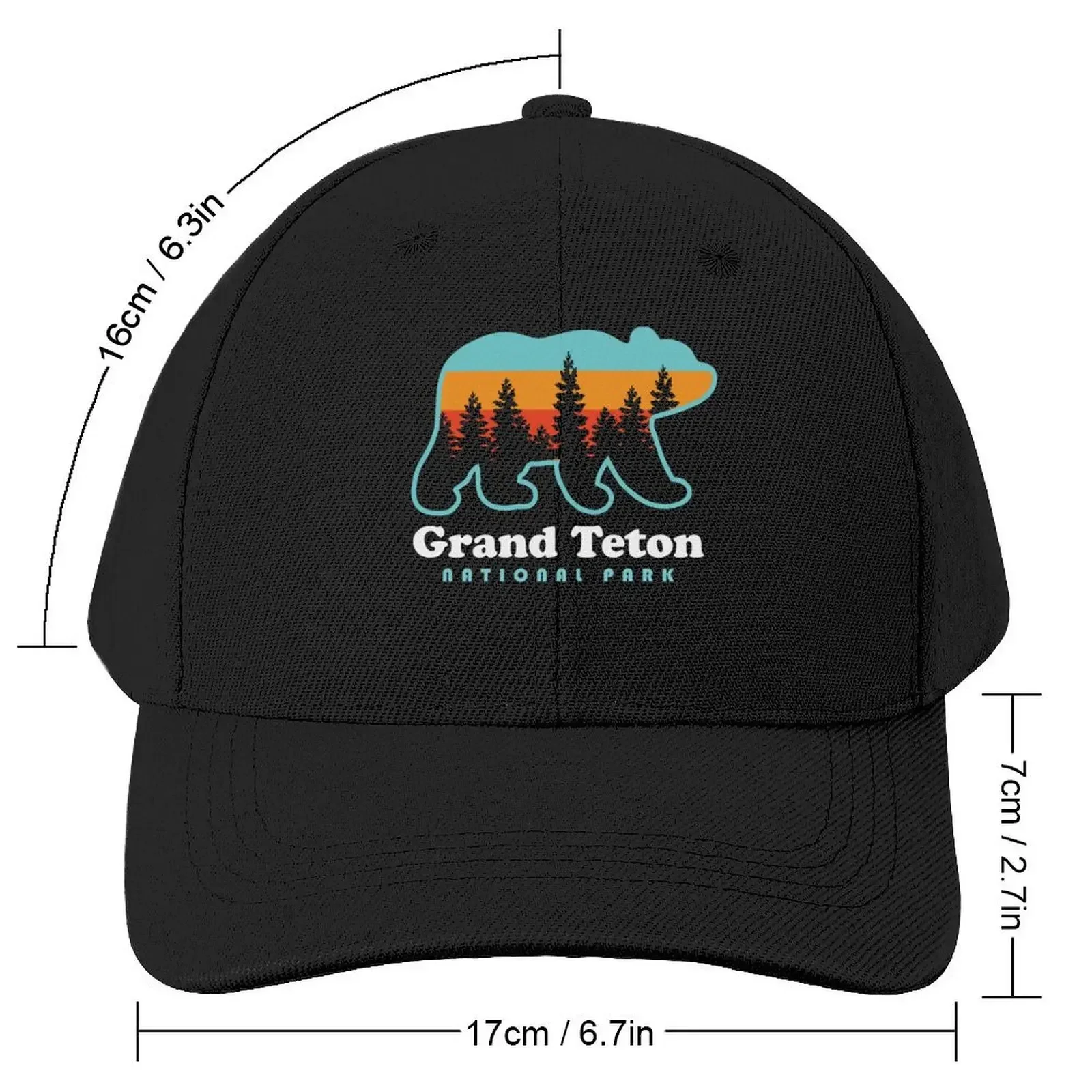 Grand Teton National Park Teton Mountains Bear Vintage Sunset Baseball Cap Golf Wear Sunscreen summer hat Caps For Women Men's