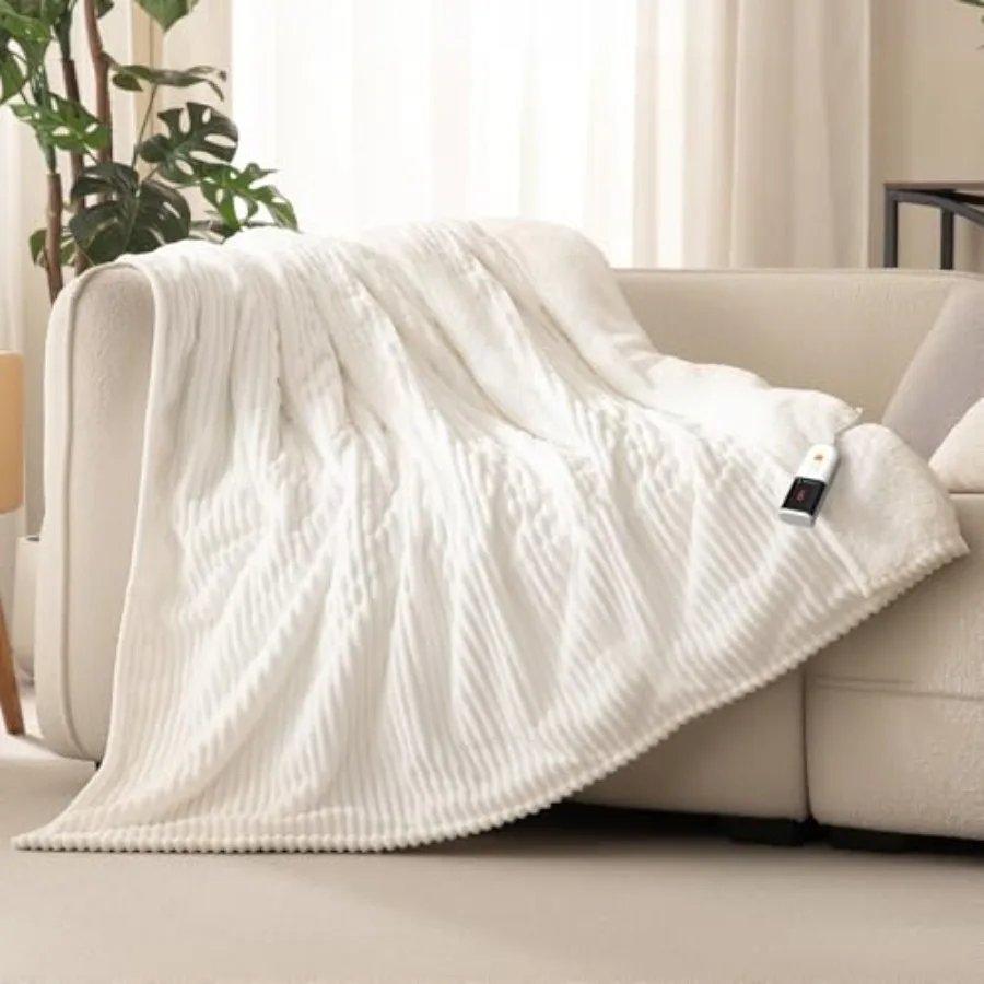 

Электрическое одеяло с подогревом, двуспальное, из шелковистого фланеля и шерпы, с 9 уровнями нагрева и функцией автоматического отключения (2-10 часов)