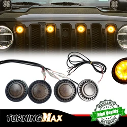 4PCS 6000K Xenon White LED Car DRL Front Grille Lights w/wiring harness Kit For 2007-2017 Jeep wrangler JK Smoked Lens Amber