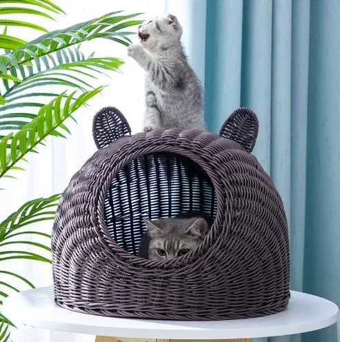 Hot sale new arrival Hand-woven natural Willow cat cage outdoor cat cage indoor for pet houses pet nest