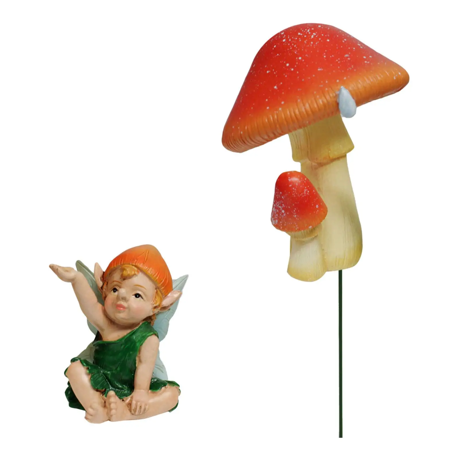 2Pcs Fairy Garden Accessories,Miniature Figurine Dollhouse Decoration Entrance Mushroom Elf Statue for Plant Bonsai Planter