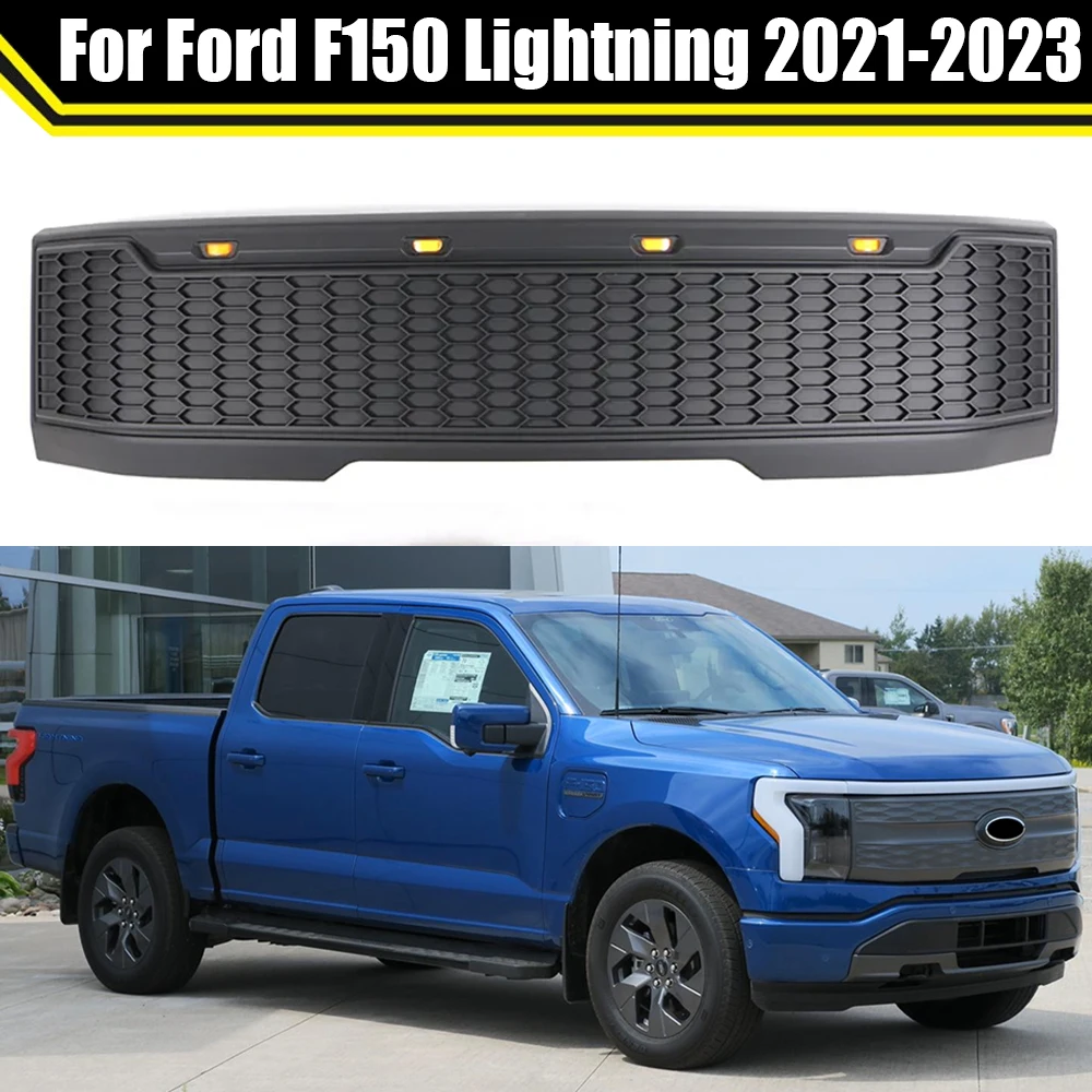 Modified ABS Replace Grille With LED Light For Ford F150 Lightning 2021-2023 Racing Grills Front Bumper Grilles Grill Mesh Grid