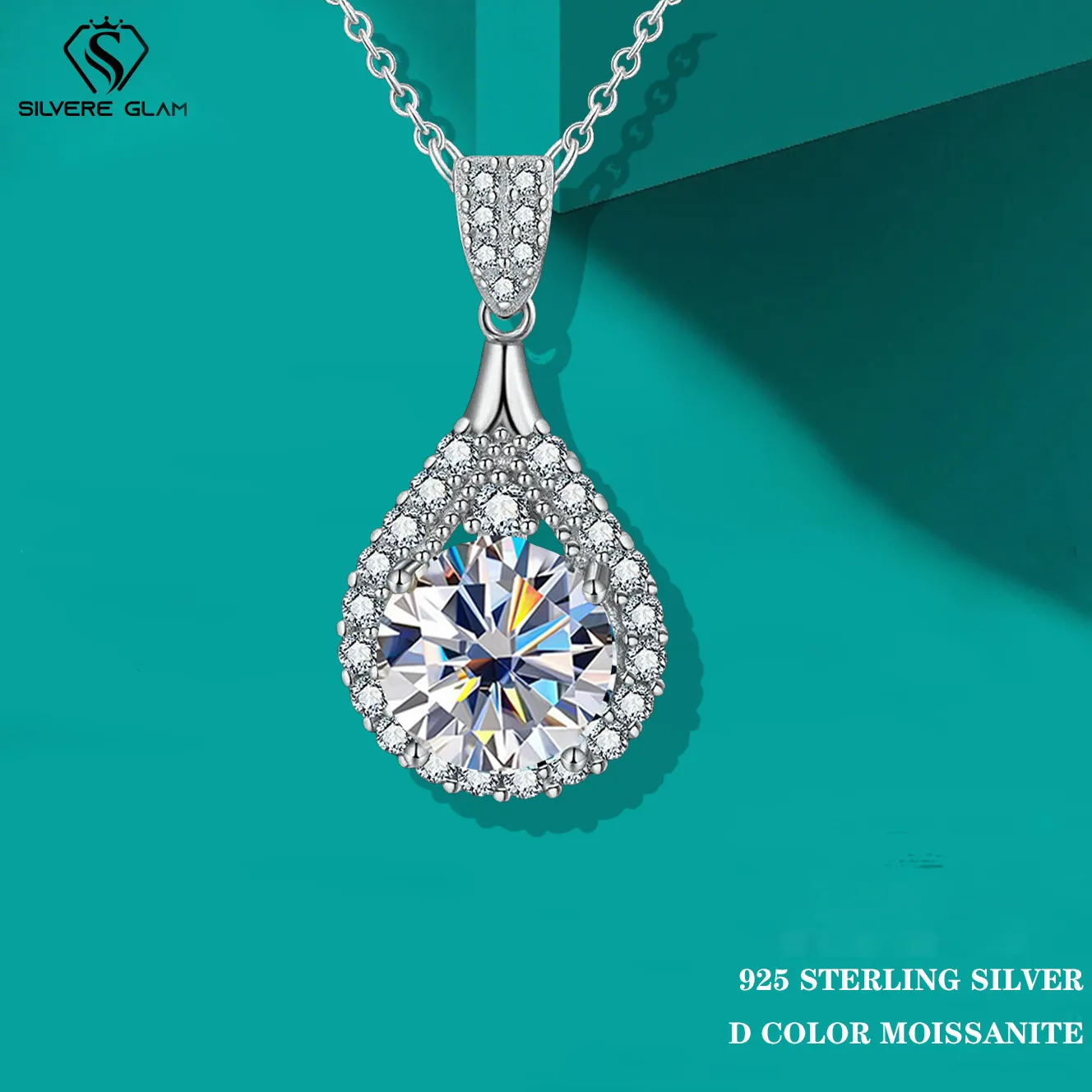 

TY 3CT стерлингового серебра 925 пробы муассанит ожерелье с каплями воды D цвет сверкающий бриллиант женская цепочка на ключицу кулон