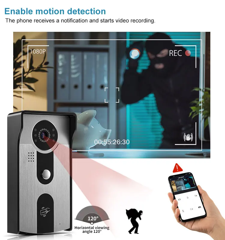 tuya outdoor Wifi Visual Interphone Camera 1080P Smart Video Doorbell With Inductive Card Phone Wireless APP Unlock