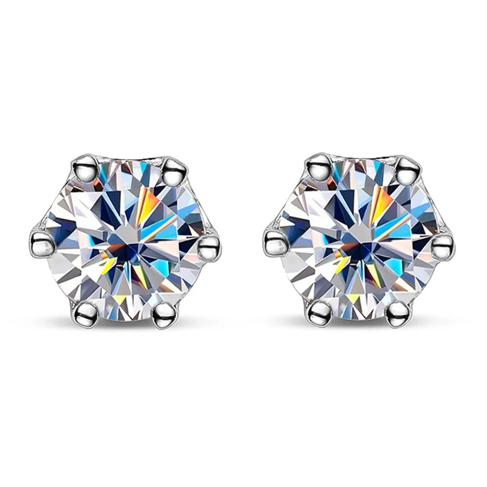 Serenity D Color Moissanite Stud Ear For Women S925 Sterling Silver Sparkling Screw Earrings Plated 18K Fine Jewelry Wholesale