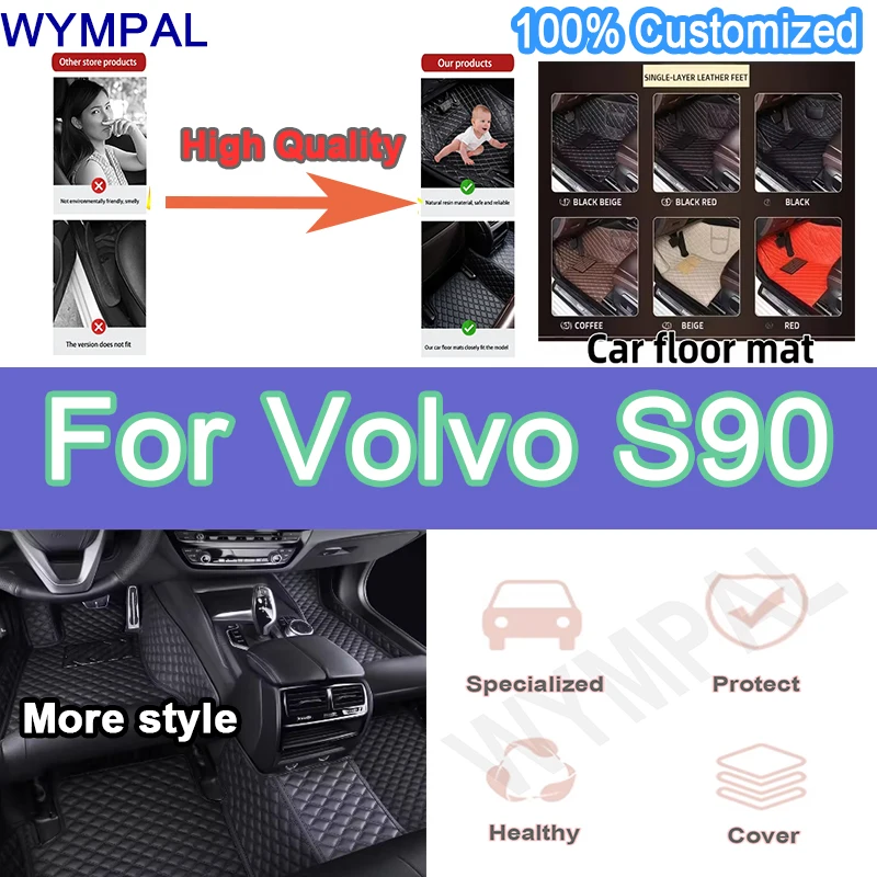 

Luxury Auto Car Floor Mats For Volvo S90 2017 2018 2019 2020 2021 2022 Custom Automobile Carpet Cover Interior full Foot Pads