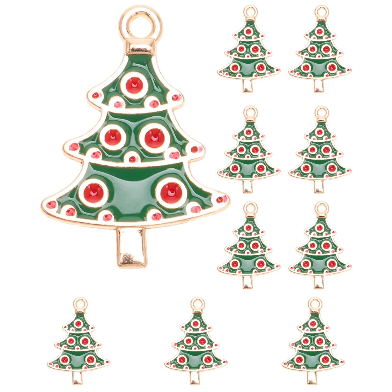 

10 Pcs Mini Christmas Tree Enamel Charms Suite for Necklace Bracelet DIY Jewelry Making Crafts Accessories Holiday Gifts