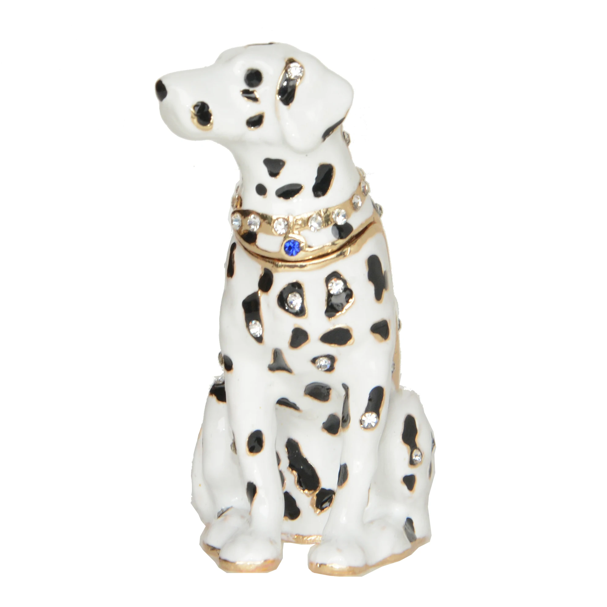 Jeweled Dalmatian Enameled Trinket Box Puppy Dog Figurine Metal Decoration Novelty Gifts