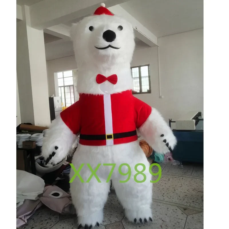 Christmas Outdoor Party Inflatable Giant Polar Bear Costume Christmas Mascot Inflatable Stuffed Animal Gift White Bear Costume