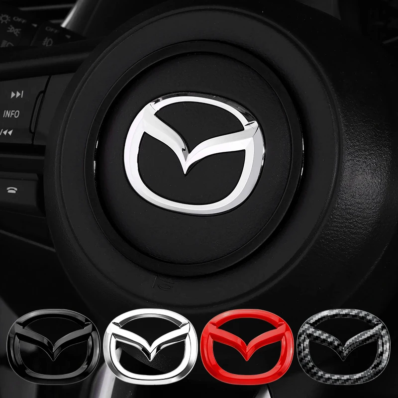 Car style steering wheel center interior stickers For Mazda 3 CX3 CX4 CX5 CX7 CX8 CX9 CX30 RX7 Atenza Axela