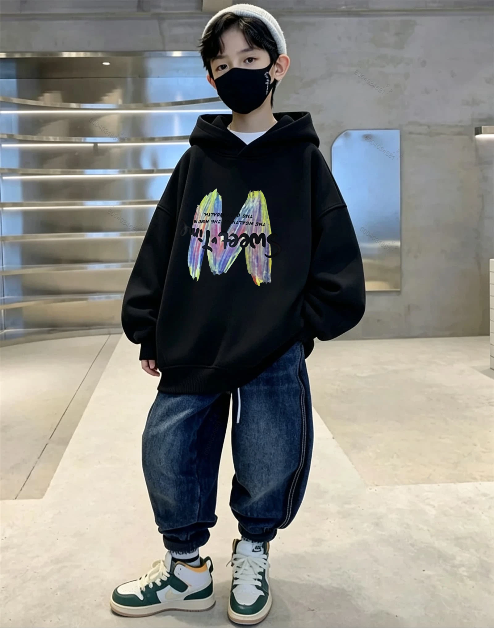 Children's Comfort Hooded Sweatshirt -Boys' and Girls' Trendy Brand Warmth-Resistant Sports Long-Sleeved Casual Pullover Sweater