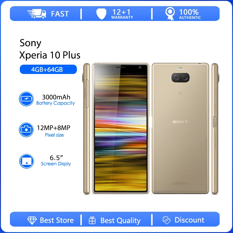 sony smartphone desbloqueado xperia 10 plus octa core snapdragon android 4g 64gb 4gb ram 12mp 65 i3213 i4213 original 01