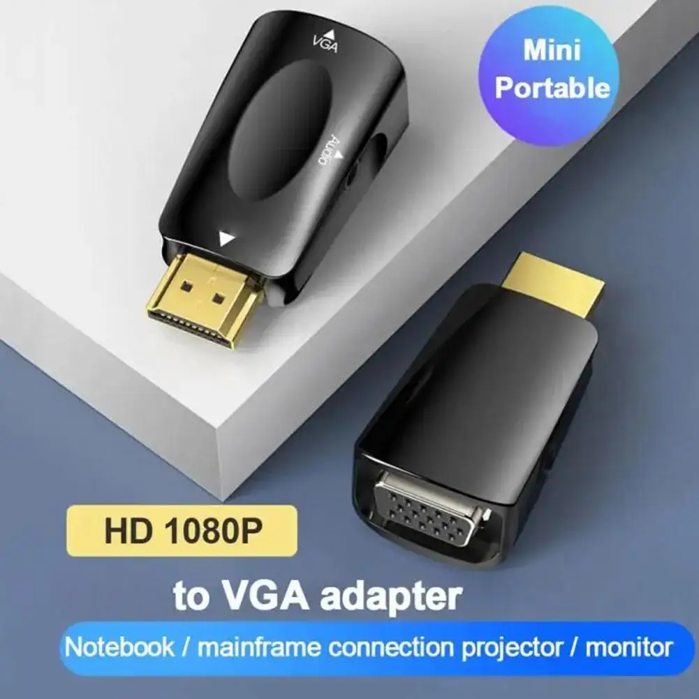 HDMI-compatible To VGA Cable Converter Male To Famale Converter Adapter 3.5 Mm Jack Audio HD 1080P For PC Laptop Tablet