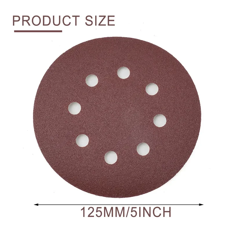 20pcs 5 Inch 125mm Round Sandpaper 8 Hole Sanding Discs Hook & Loop Grit 40-2000