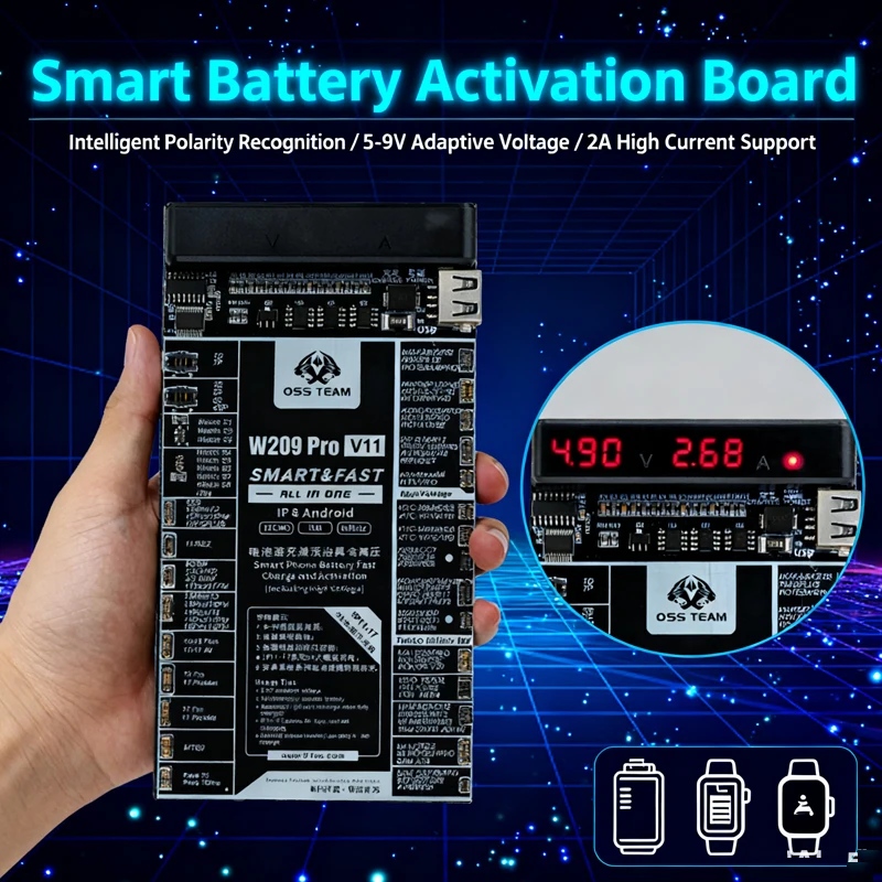 

OSS V11 Battery Charging Activation Board for iPhone 6-17 Pro Max Android Phones, HW XM SAM Repair Tool Kit with Activator